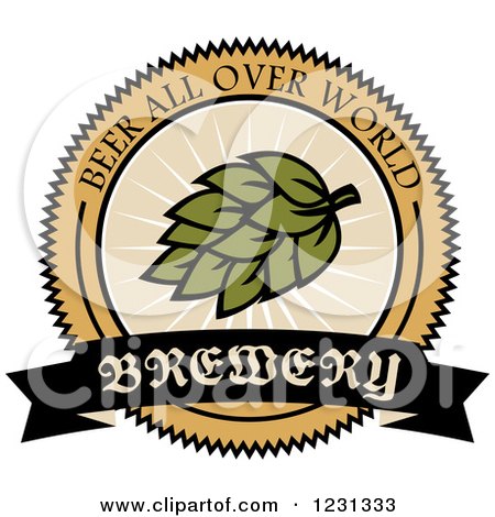 Clipart of a Beer Brewery and Hops Label - Royalty Free Vector Illustration by Vector Tradition SM