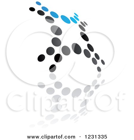 Clipart of a Blue and Black Windmill Logo and Reflection - Royalty Free Vector Illustration by Vector Tradition SM