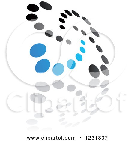 Clipart of a Blue and Black Spiral Dot Logo and Reflection - Royalty Free Vector Illustration by Vector Tradition SM