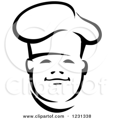 Clipart of a Happy Black and White Male Chef Wearing a Toque Hat 18 - Royalty Free Vector Illustration by Vector Tradition SM