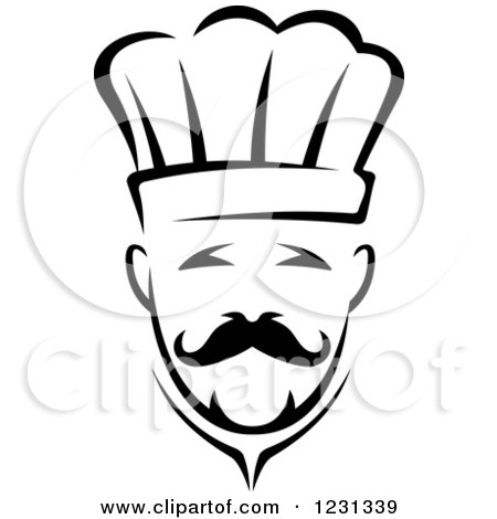 Clipart of a Happy Black and White Male Chef Wearing a Toque Hat 17 - Royalty Free Vector Illustration by Vector Tradition SM