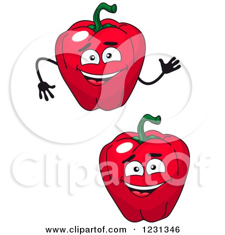Clipart of Red Bell Pepper Characters - Royalty Free Vector Illustration by Vector Tradition SM