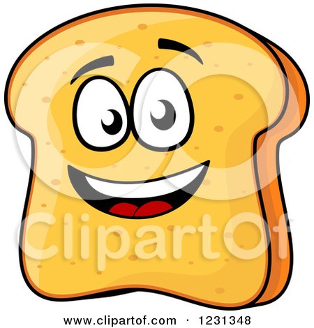 Clipart of a Happy Bread Slice Character - Royalty Free Vector Illustration by Vector Tradition SM