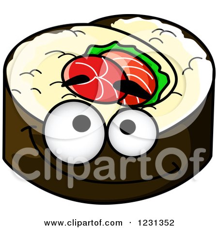 Clipart of a Happy Sushi Character - Royalty Free Vector Illustration by Vector Tradition SM