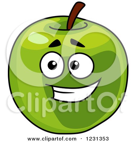 Clipart of a Smiling Green Apple Character - Royalty Free Vector Illustration by Vector Tradition SM