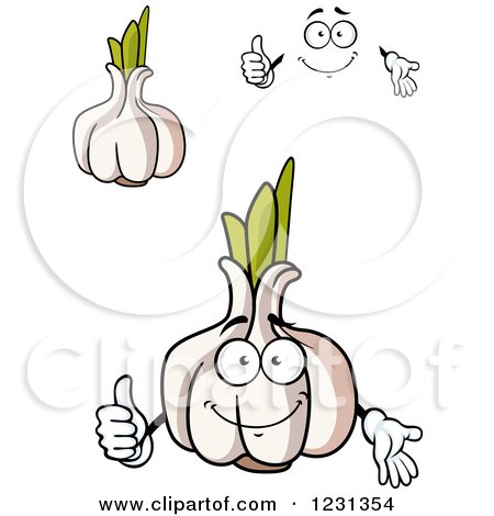 Clipart of a Smiling Garlic Character - Royalty Free Vector Illustration by Vector Tradition SM