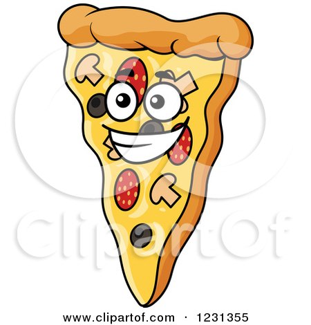 Clipart of a Smiling Pizza Slice Character - Royalty Free Vector Illustration by Vector Tradition SM