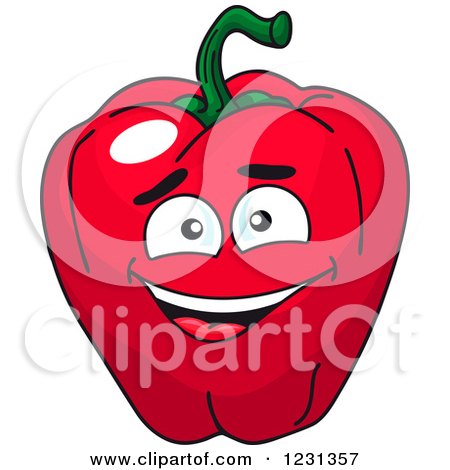 Clipart of a Smiling Red Bell Pepper Character - Royalty Free Vector Illustration by Vector Tradition SM