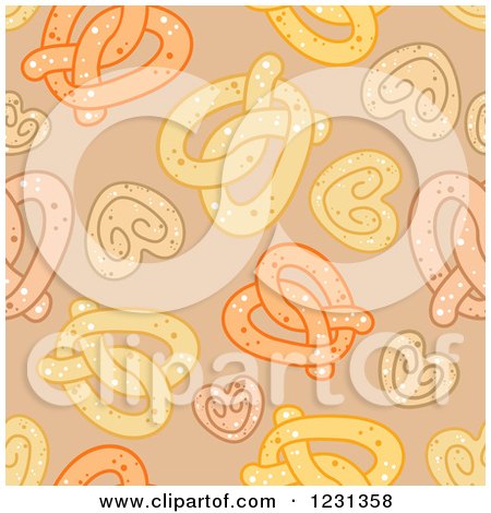 Clipart of a Seamless Background Pattern of Soft Pretzels - Royalty Free Vector Illustration by Vector Tradition SM