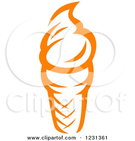 Clipart of a Orange Soft Serve Ice Crem Cone - Royalty Free Vector Illustration by Vector Tradition SM