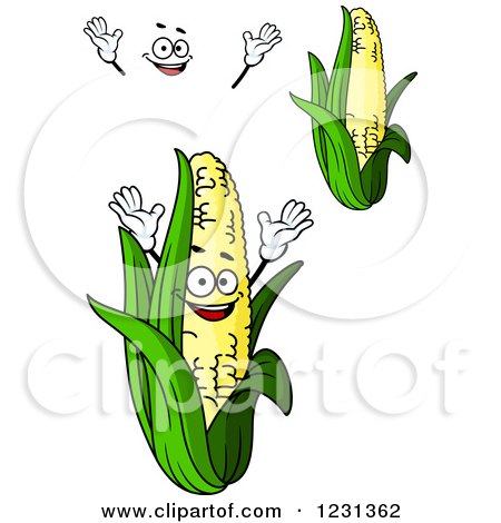 Clipart of a Smiling Corn Character - Royalty Free Vector Illustration by Vector Tradition SM