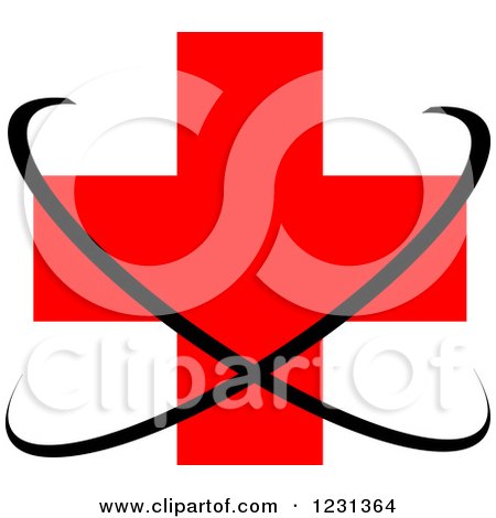 Clipart of a Medical First Aid Cross with Black Swooshes - Royalty Free Vector Illustration by Vector Tradition SM