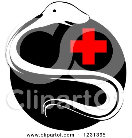 Clipart of a Medical Snake and First Aid Cross - Royalty Free Vector Illustration by Vector Tradition SM