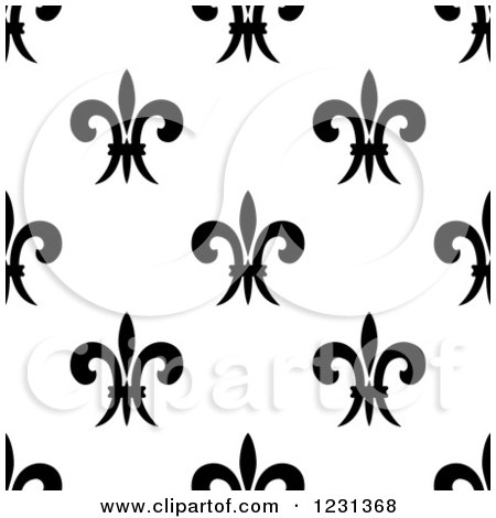 Clipart of a Seamless Black and White Fleur De Lis Background Pattern 3 - Royalty Free Vector Illustration by Vector Tradition SM
