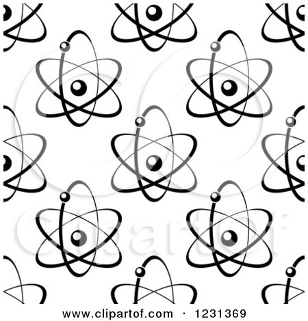 Clipart of a Black and White Seamless Atom and Molecule Pattern 4 - Royalty Free Vector Illustration by Vector Tradition SM