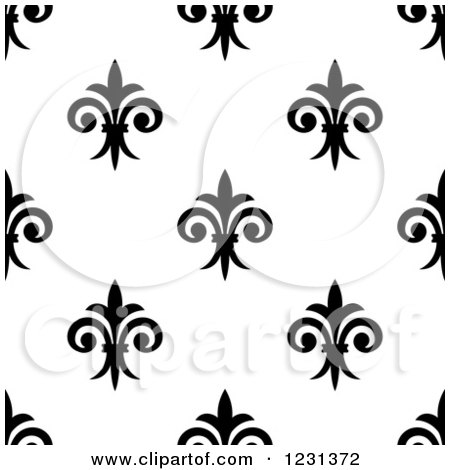 Clipart of a Seamless Black and White Fleur De Lis Background Pattern 2 - Royalty Free Vector Illustration by Vector Tradition SM