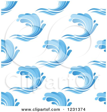 Clipart of a Seamless Background Pattern of Blue Ocean Surf Waves - Royalty Free Vector Illustration by Vector Tradition SM