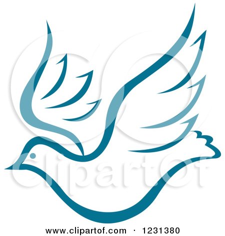 Clipart of a Flying Teal Dove - Royalty Free Vector Illustration by Vector Tradition SM