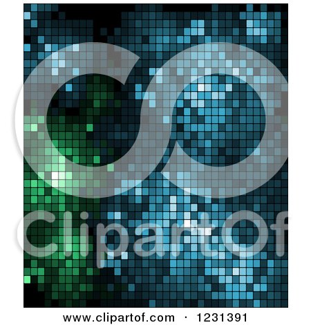 Clipart of a Background of Green and Blue Pixels - Royalty Free Vector Illustration by Vector Tradition SM