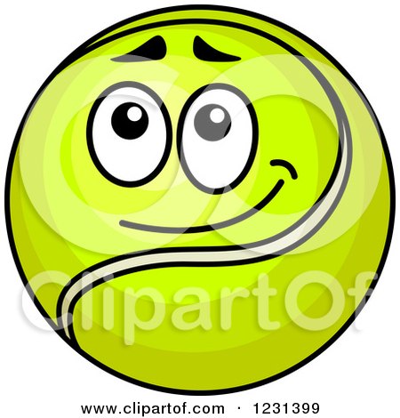 Clipart of a Thinking Tennis Ball Character - Royalty Free Vector Illustration by Vector Tradition SM