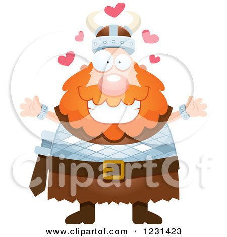 Clipart of a Loving Red Haired Viking Man - Royalty Free Vector Illustration by Cory Thoman