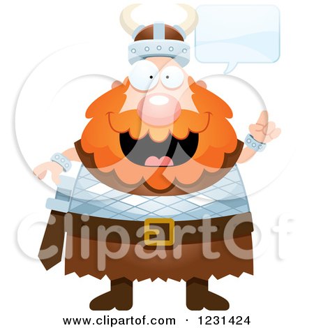Clipart of a Talking Smart Red Haired Viking Man - Royalty Free Vector Illustration by Cory Thoman