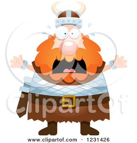 Clipart of a Screaming Red Haired Viking Man - Royalty Free Vector Illustration by Cory Thoman