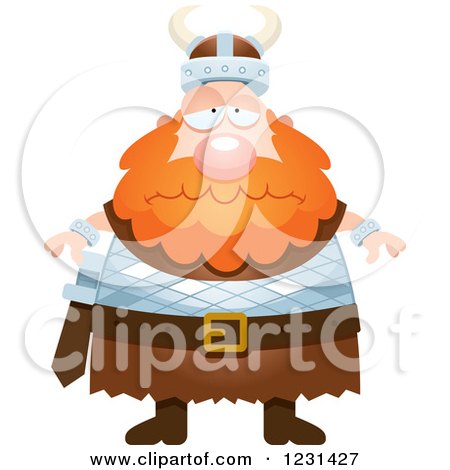 Clipart of a Depressed Red Haired Viking Man - Royalty Free Vector Illustration by Cory Thoman