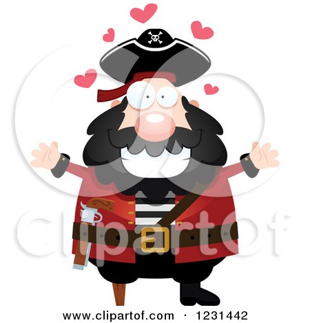 Clipart of a Loving Pirate Captain Wanting a Hug - Royalty Free Vector Illustration by Cory Thoman