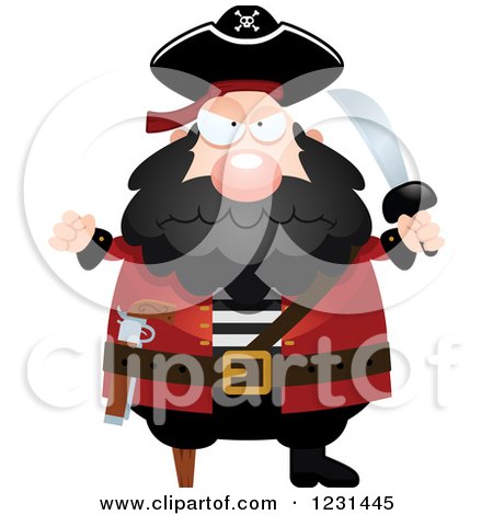 Clipart of a Mad Pirate Captain - Royalty Free Vector Illustration by Cory Thoman
