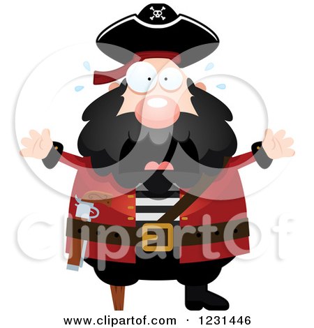Clipart of a Scared Screaming Pirate Captain - Royalty Free Vector Illustration by Cory Thoman