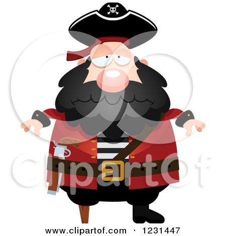 Clipart of a Depressed Pirate Captain - Royalty Free Vector Illustration by Cory Thoman