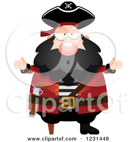 Clipart of a Careless Shrugging Pirate Captain - Royalty Free Vector Illustration by Cory Thoman