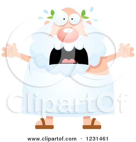 Clipart of a Scared Screaming Greek Man - Royalty Free Vector Illustration by Cory Thoman