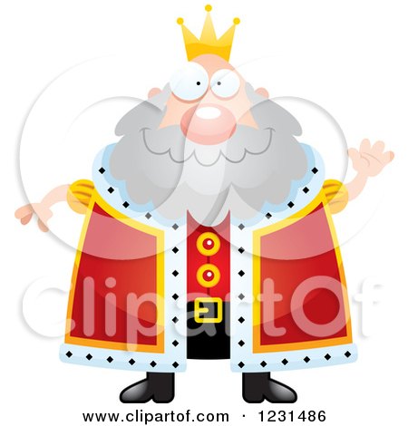 Clipart of a Friendly Waving King - Royalty Free Vector Illustration by Cory Thoman