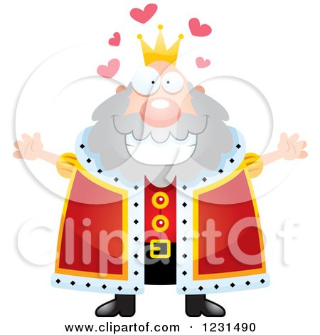 Clipart of a Loving King Wanting a Hug - Royalty Free Vector Illustration by Cory Thoman