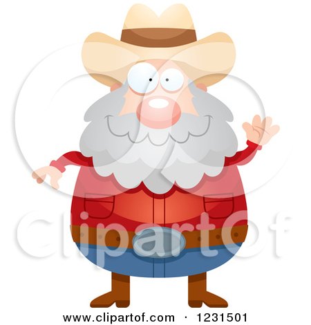 Clipart of a Friendly Waving Mining Prospector Man - Royalty Free Vector Illustration by Cory Thoman