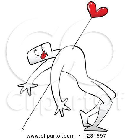 Clipart of a Man Being Stabbed with a Heart - Royalty Free Vector Illustration by Zooco