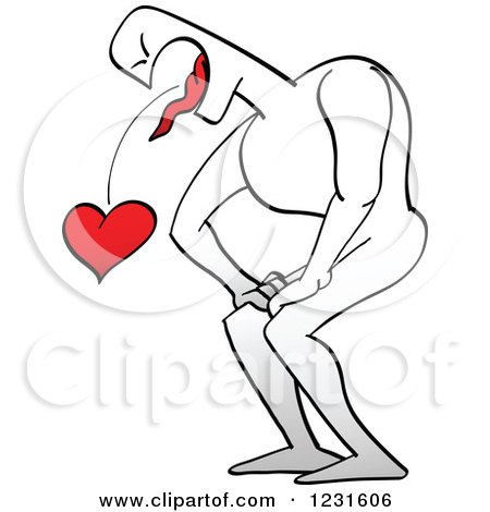 Clipart of a Man Coughing or Vomiting up a Heart - Royalty Free Vector Illustration by Zooco