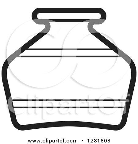Clipart of a Black and White Pottery Jug Icon - Royalty Free Vector Illustration by Lal Perera