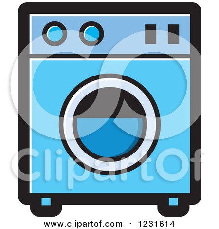 Clipart of a Blue Washing Machine Icon - Royalty Free Vector Illustration by Lal Perera
