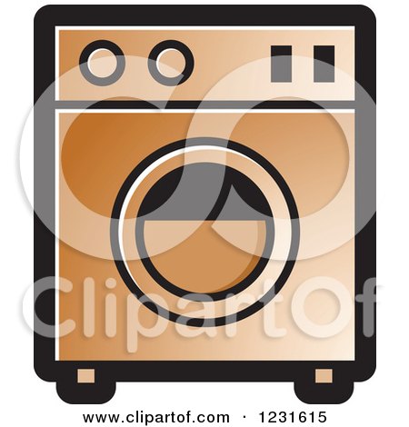Clipart of a Brown Washing Machine Icon - Royalty Free Vector Illustration by Lal Perera