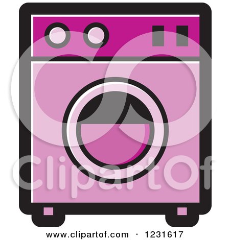 Clipart of a Pink Washing Machine Icon - Royalty Free Vector Illustration by Lal Perera