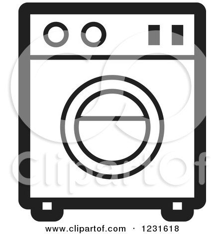 Clipart of a Black and White Washing Machine Icon - Royalty Free Vector Illustration by Lal Perera