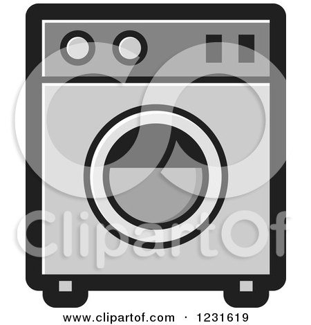Clipart of a Gray Washing Machine Icon - Royalty Free Vector Illustration by Lal Perera