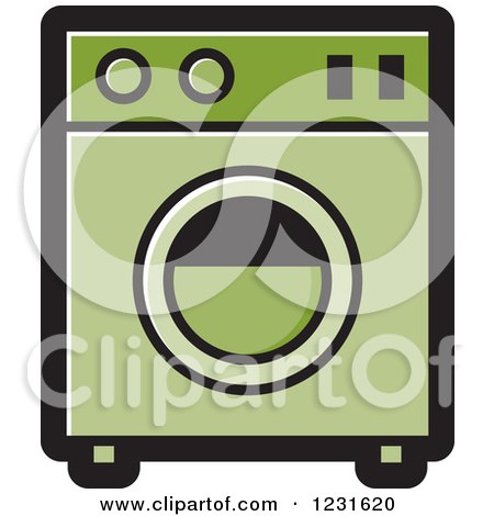 Clipart of a Green Washing Machine Icon - Royalty Free Vector Illustration by Lal Perera