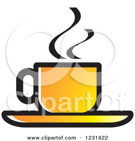 Clipart of a Yellow Steamy Tea Cup and Saucer Icon - Royalty Free Vector Illustration by Lal Perera