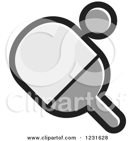 Clipart of a Grayscale Table Tennis Paddle and Ball Icon - Royalty Free Vector Illustration by Lal Perera