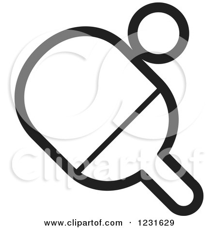Clipart of a Black and White Table Tennis Paddle and Ball Icon - Royalty Free Vector Illustration by Lal Perera
