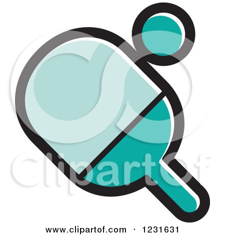 Clipart of a Turquoise Table Tennis Paddle and Ball Icon - Royalty Free Vector Illustration by Lal Perera